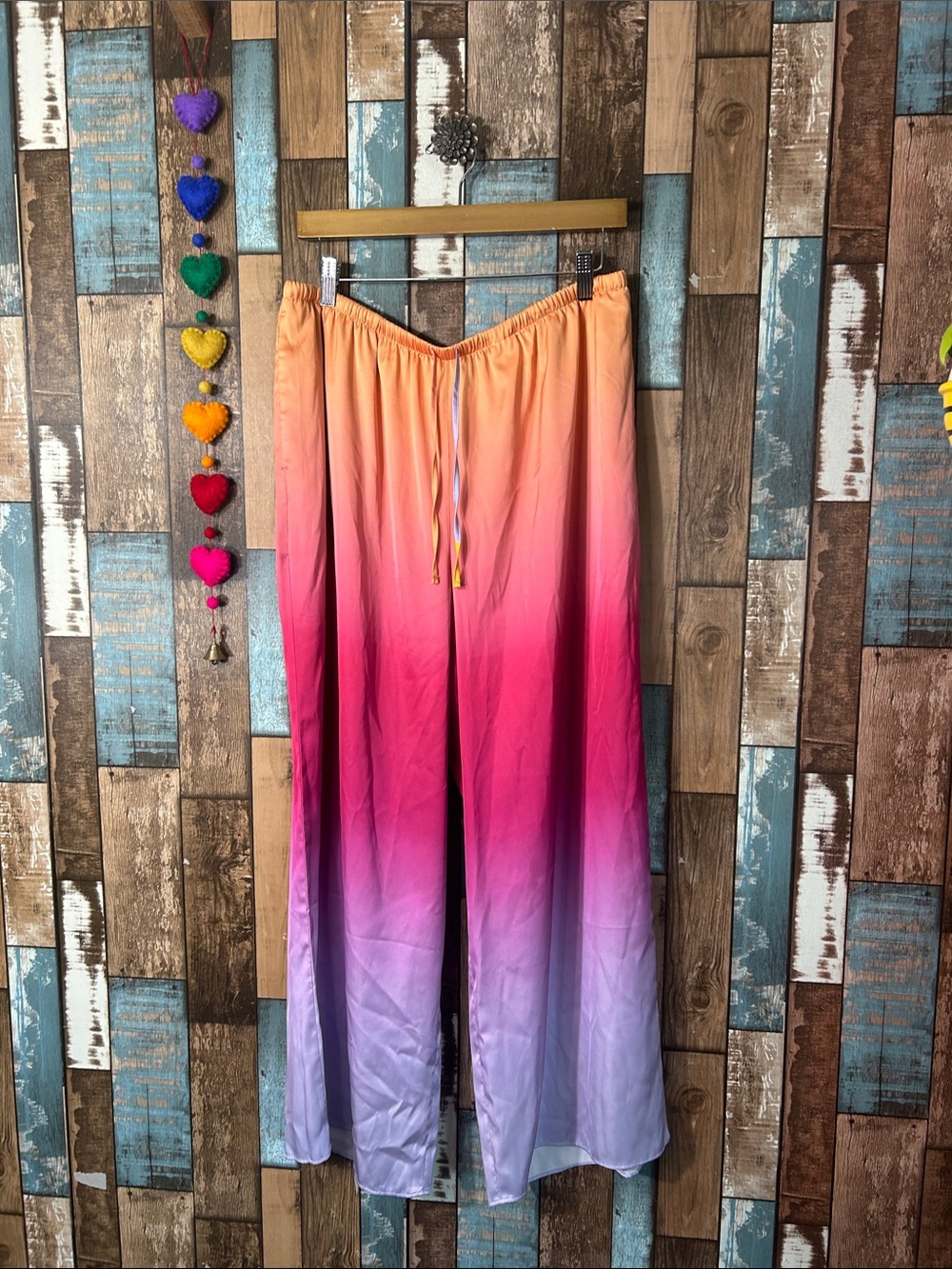 Express Peach to Coral Ombre Wide-Leg Pants